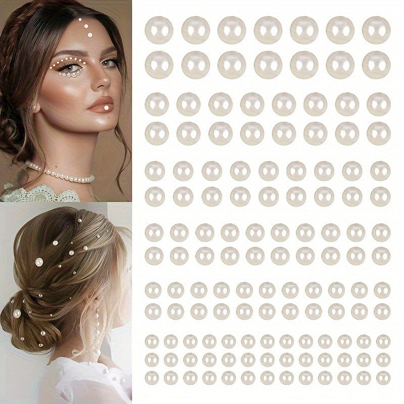 220pcs Self Adhesive Hair Pearls Stickers Mix for DIY Crafts