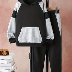 Boy's Clash Hoodie & Sweatpants Set Long Sleeve Top Outfit