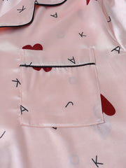 Nightdress Women's Plus Satin Heart & Letter Print Sleep Dress
