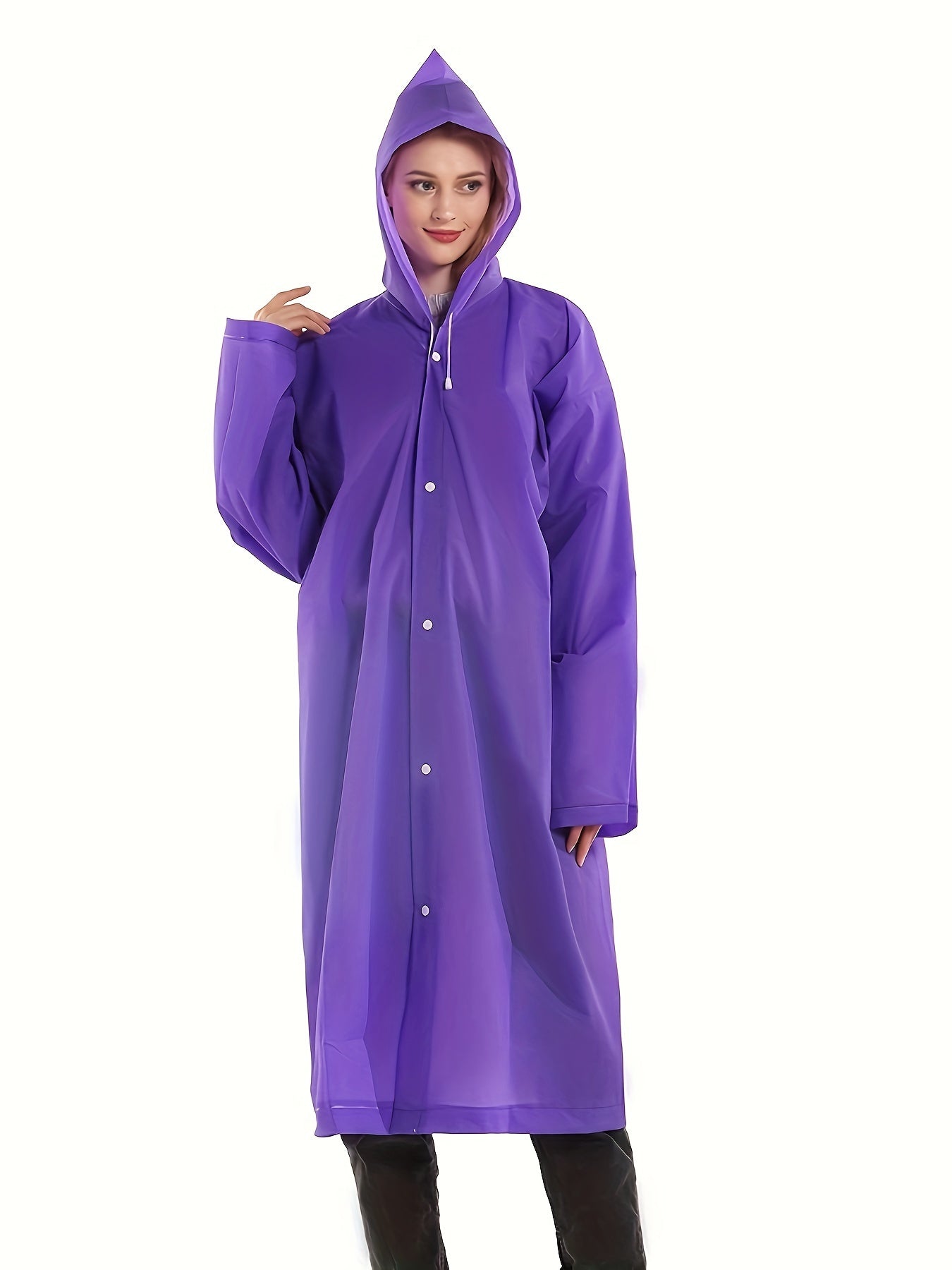 Portable Reusable Colorful Raincoat Hooded