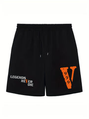 Legends Never Die Men's Casual Solid Elastic Waist Drawstring Short