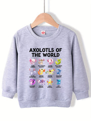 Girls' Axolotls Print Casual Sweatshirt Top
