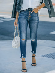 Sexy Jeans Women's Plus Solid Ripped Raw Trim High Rise
