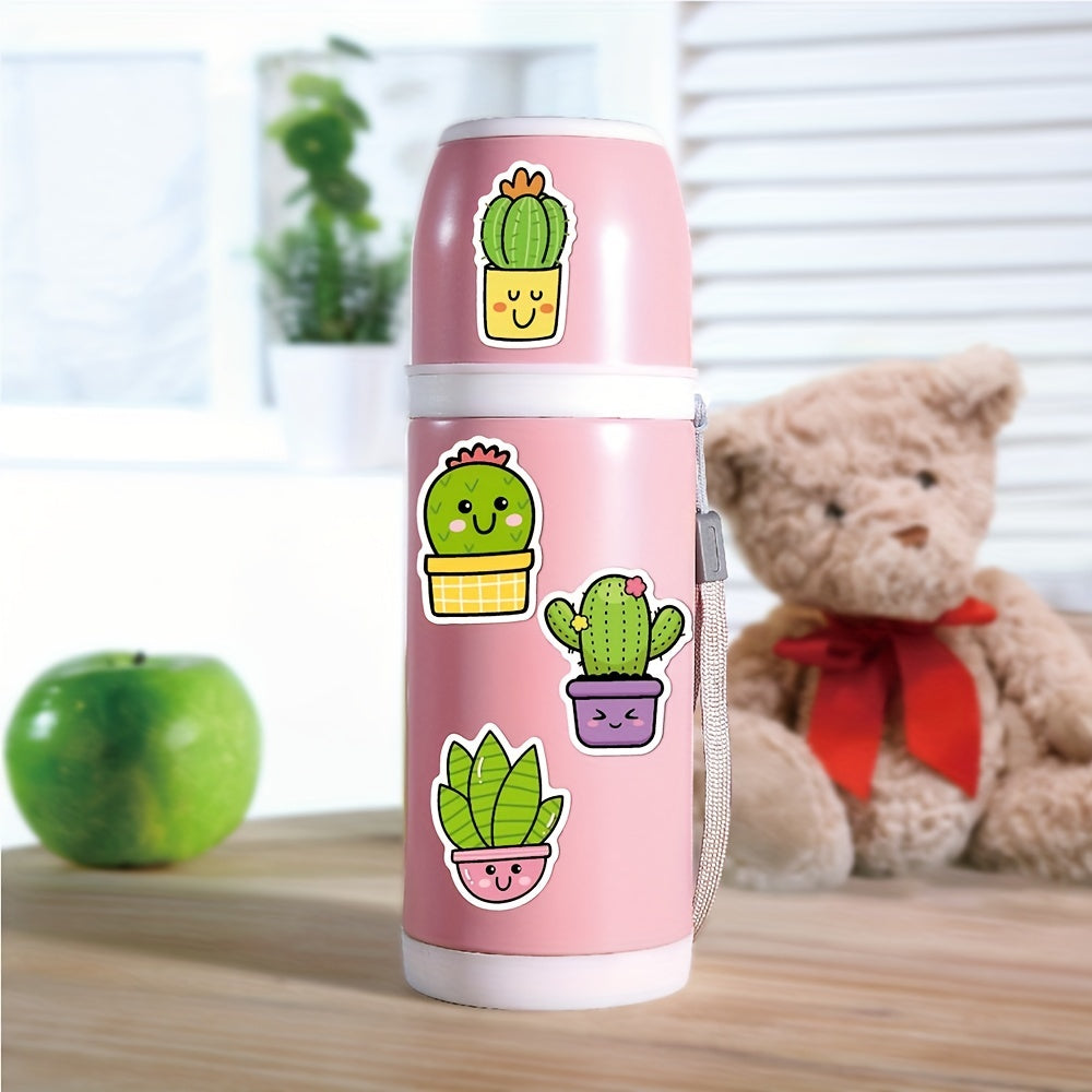 50pcs Cactus Cartoon Stickers Waterproof Vinyl Stickers For Laptop Travel