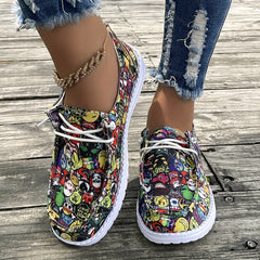 Colorful Skeleton Ghost Print Shoes Lightweight Sport Flat