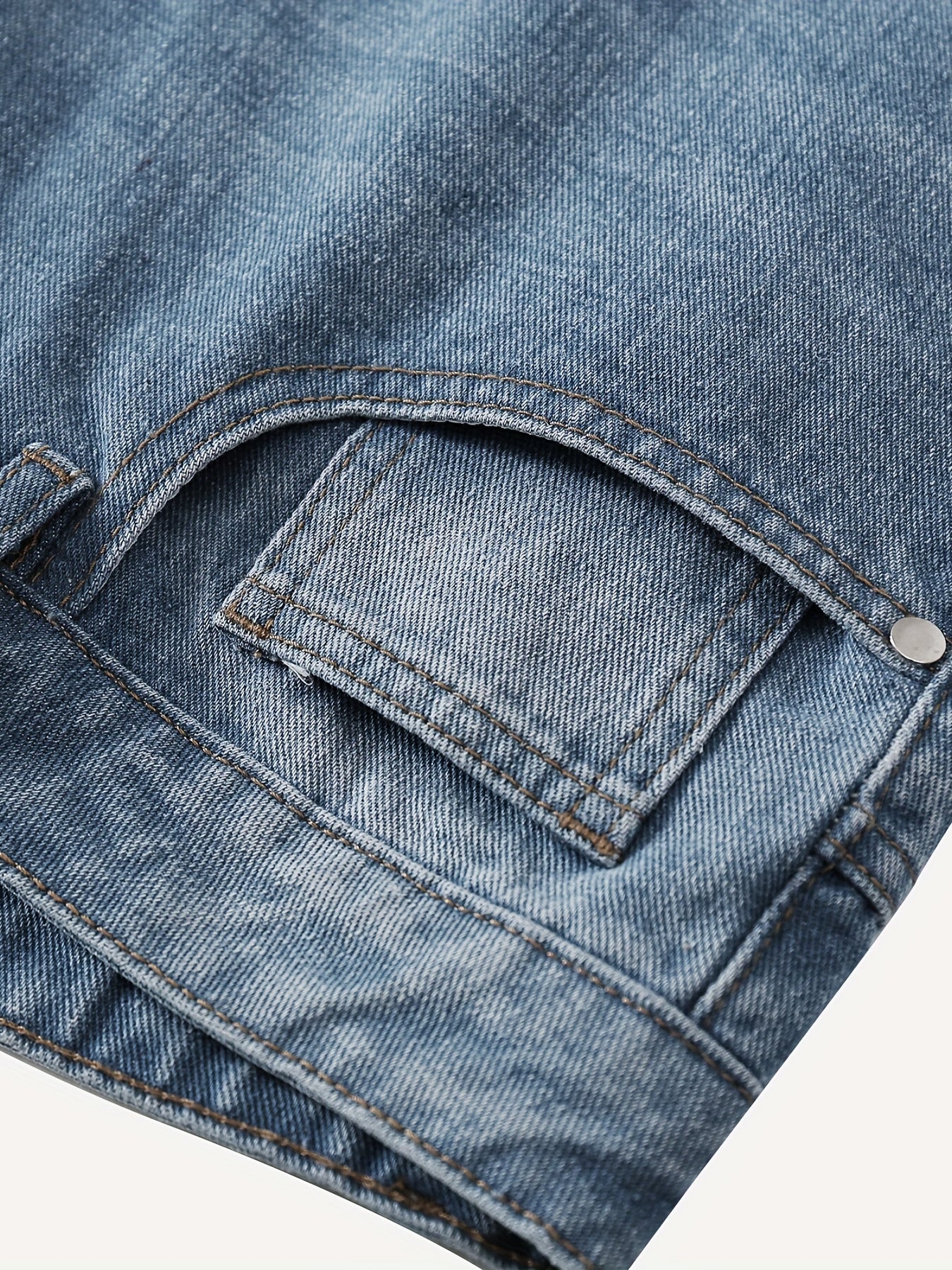 Men's Straight Regular Denim Jeans With Pockets