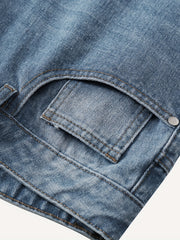 Men's Straight Regular Denim Jeans With Pockets