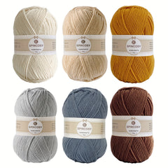 6pcs Beginner Crochet Yarn Easy to See Stitch Unisex Hand Knitting