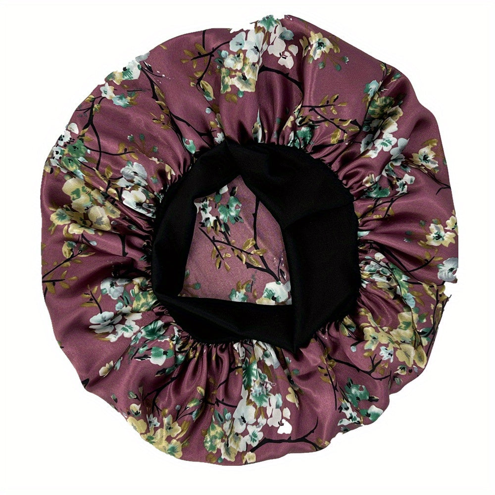 Colorful Print Satin Bonnet Elastic Hair Bonnet