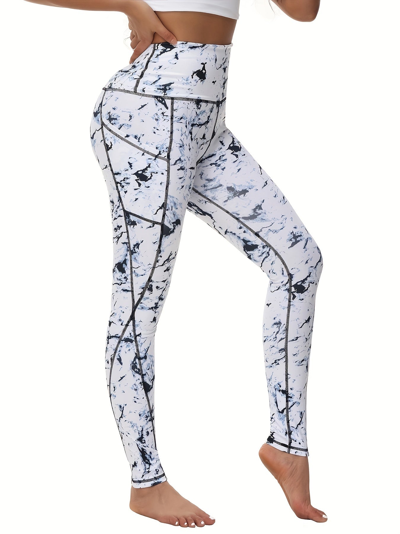 High Waist Sports Leggings Tummy Control Printed Pants for Women