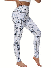 High Waist Sports Leggings Tummy Control Printed Pants for Women