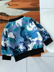 Boys Camo Print Windbreaker Jacket Zip Up Coat Kids Clothing