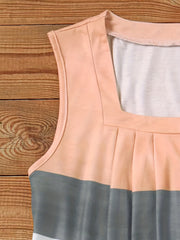 Women's Block Square Neck Tank Top Sleeveless Casual Summer Tank