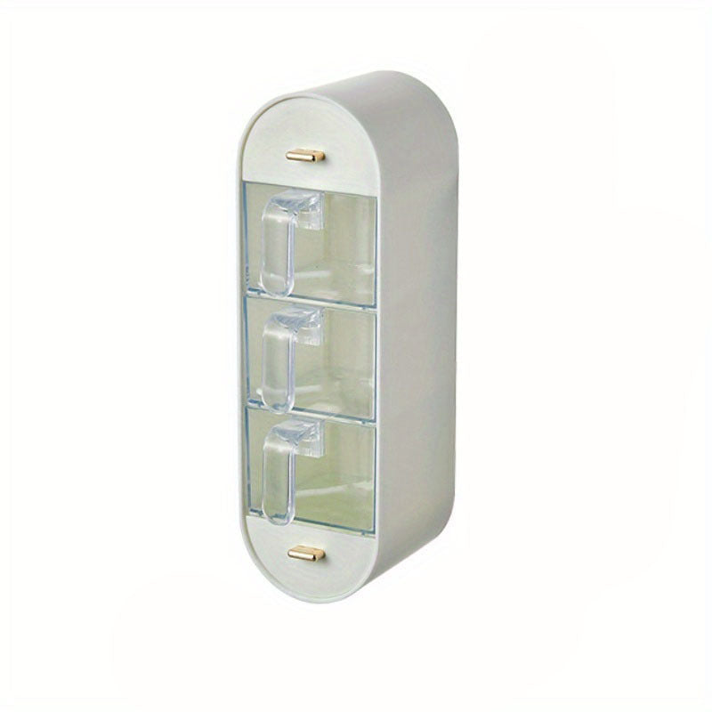 Wall-Mounted Spice Box with Lid, Moisture-Proof, 5-Grid Seasoning Storage
