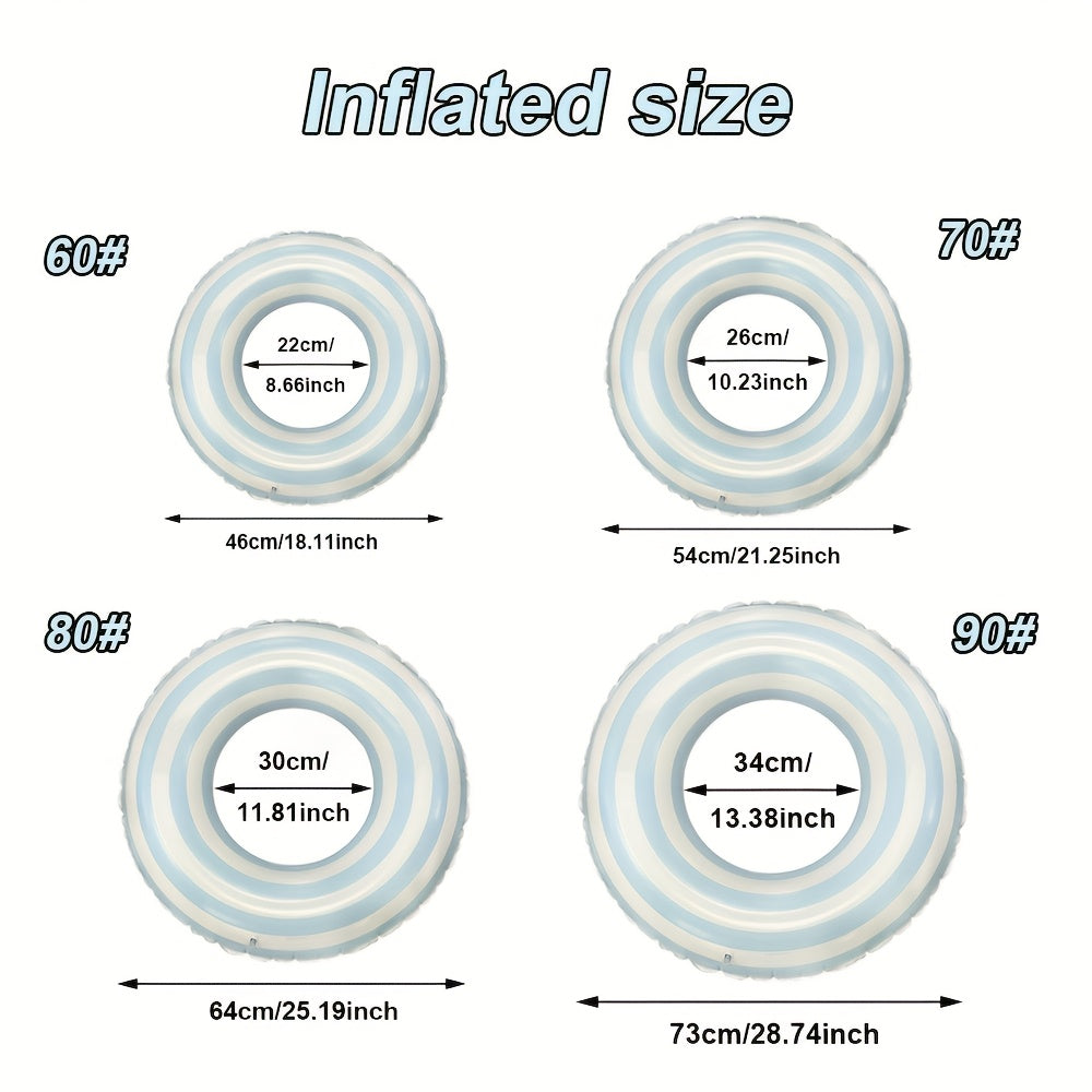 Striped Swim Ring for Adults & Kids - Durable PVC