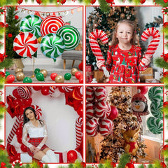 36pcs Christmas Candy Balloons Kit Red Green Mylar Sweet Candies Theme Balloons