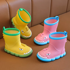 JIAGEYA Boy's Pattern Rain Boots Comfy Non Slip Waterproof Shoes