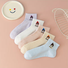 5 Pairs Cartoon Print Socks Women's Stockings & Hosiery