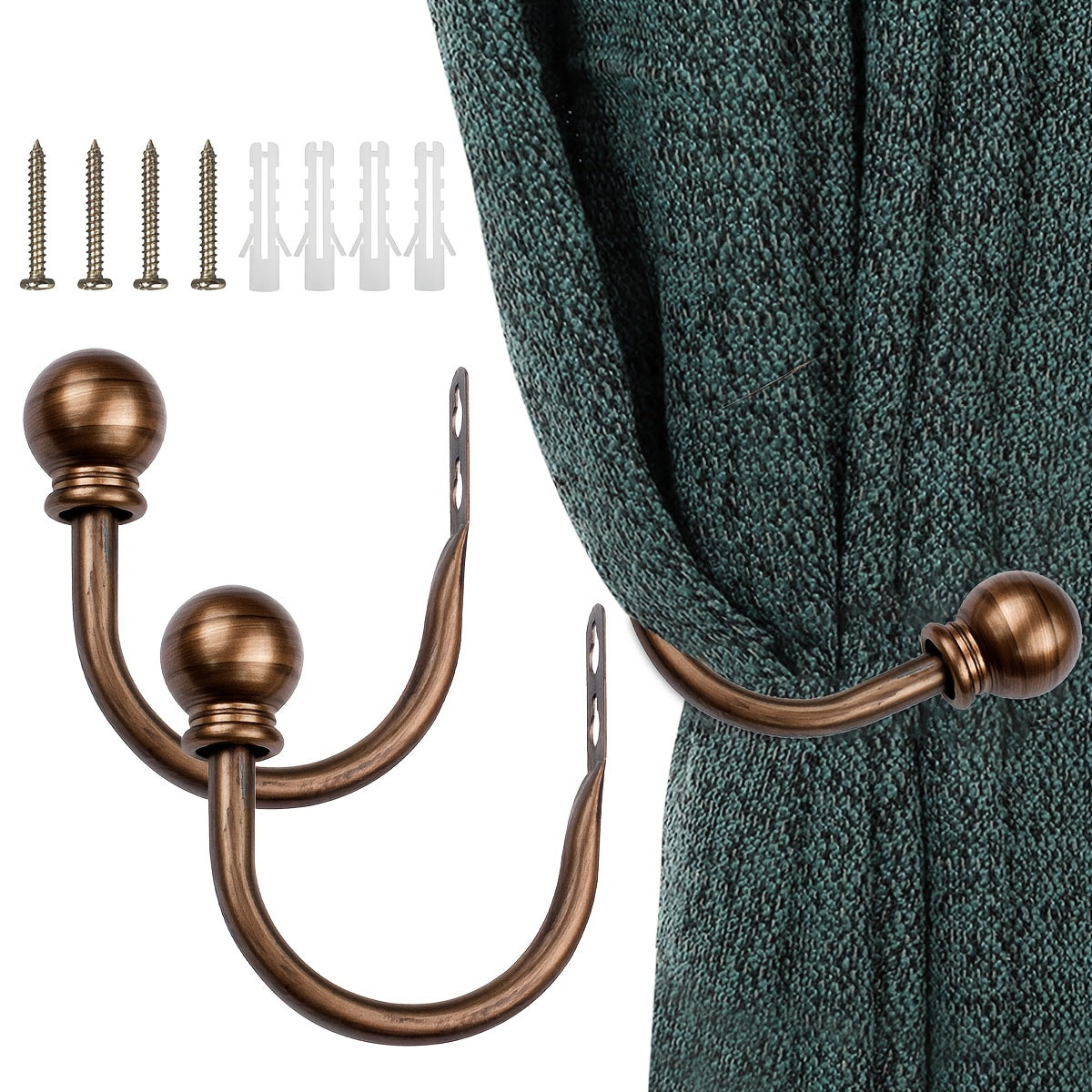 2pcs Metal Curtain Holdbacks U Shaped Hooks