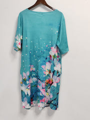 Floral Print Plus Size Casual Dress with Pockets
