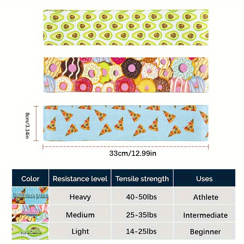 Food Printed Yoga Resistance Bands Elastic Stretching Tension Bands