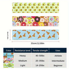 Food Printed Yoga Resistance Bands Elastic Stretching Tension Bands