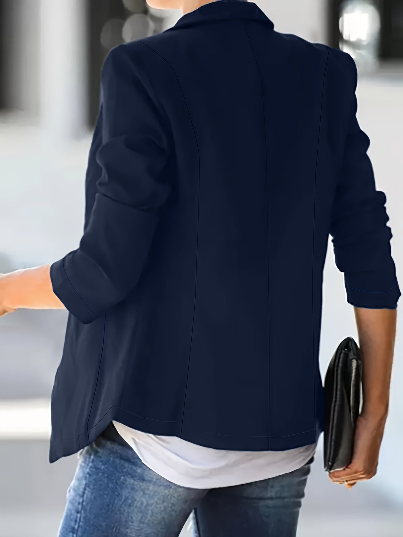 Button Decor Blazer Womens Long Sleeve Lapel Collar Blazer