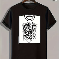 Graffiti Pattern Print Men's Sports T-shirt - Gift For Men