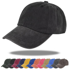Solid Washed Baseball Cap Adjustable Trucker Hat For Women Men