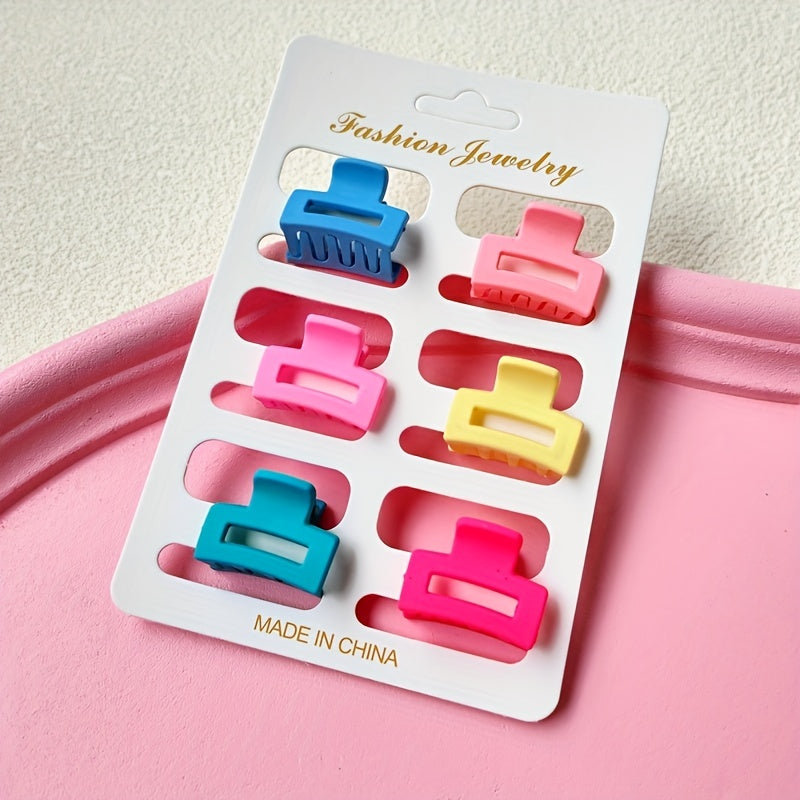 6pcs Small Hollow Square Claw Clips Girls Hair Accessories