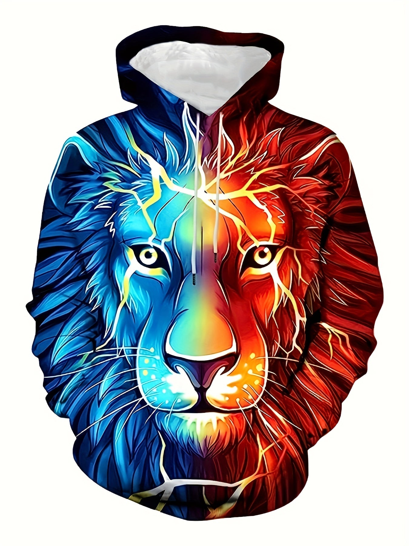 Art Style Fox Print Hoodies For Men Graphic Sweatshirt Comfy Hooded Pullover