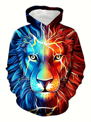Art Style Fox Print Hoodies For Men Graphic Sweatshirt Comfy Hooded Pullover
