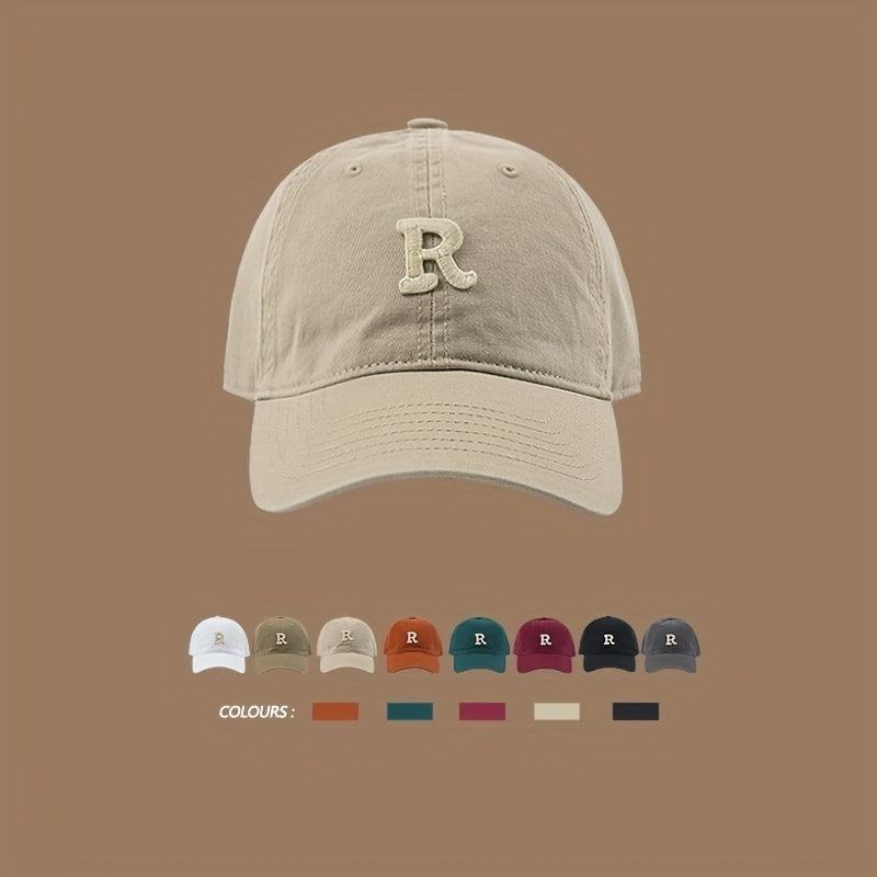 Men's Cotton R Letter Baseball Cap Sunshade Peaked Cap
