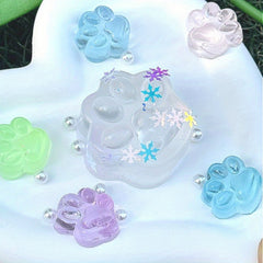 6pcs Glow in The Dark Squishy Cat Paw Fidget Toys with Glitter TPR Material