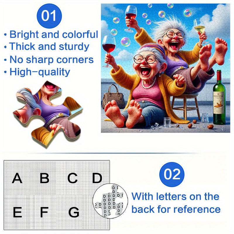 Colorful Grandma Puzzle 1000pcs Wine & Bubbles Scratch Resistant