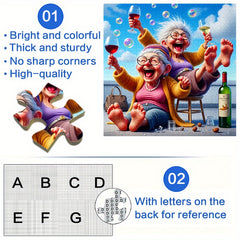 Colorful Grandma Puzzle 1000pcs Wine & Bubbles Scratch Resistant