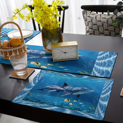 Dolphin Underwater World Linen Table Runner 13x72 Inch