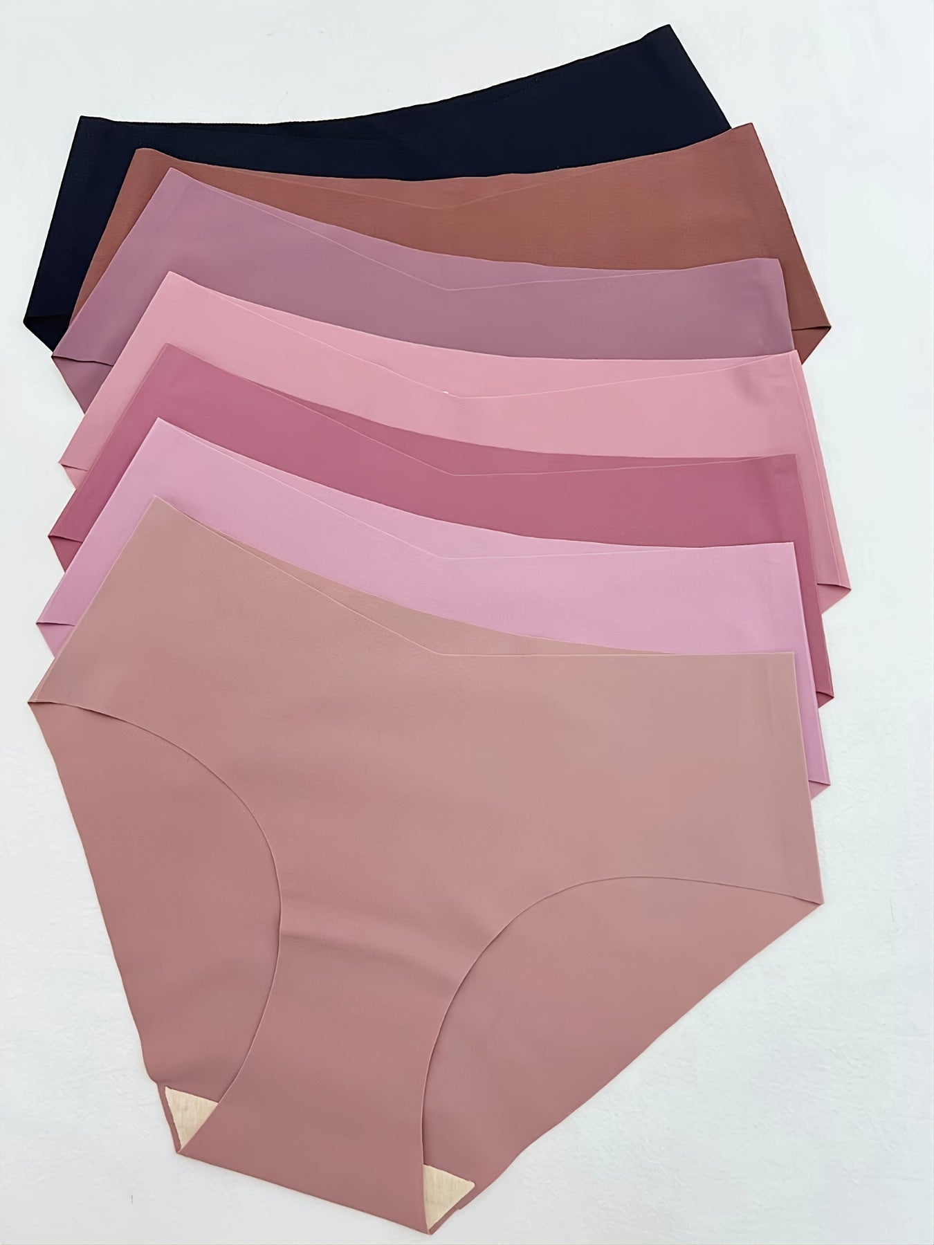 7 Pcs Seamless Hipster Panties Solid Bikini Briefs Women's Underwear