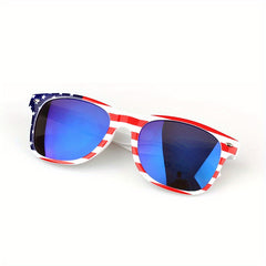 Men's Star Print Striped Sunglasses UV Protection Independence Sunglasses