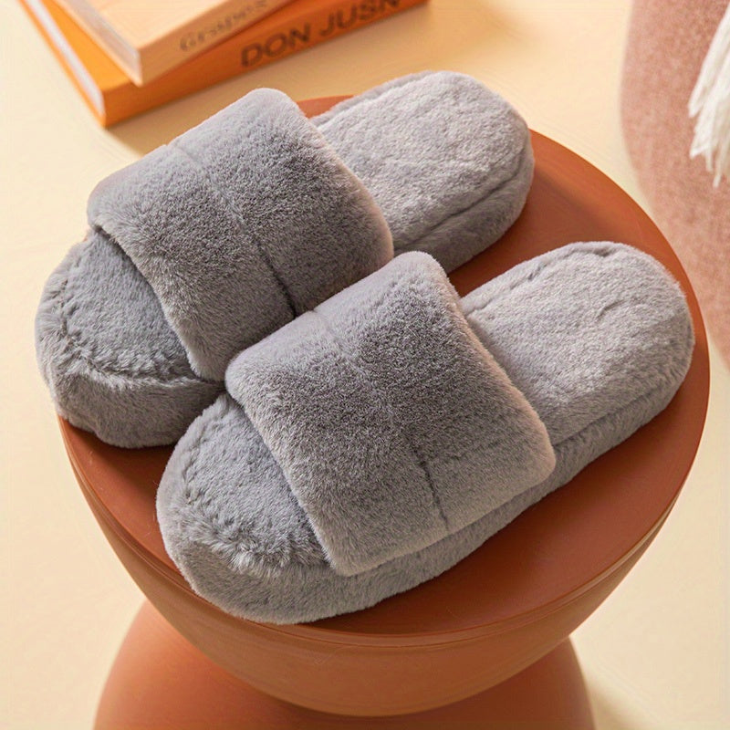 Women's Faux Fur Slippers Plush Platform Shoes