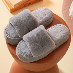 Women's Faux Fur Slippers Plush Platform Shoes