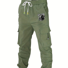 Men's Casual Skull Print Cargo Pants with Pockets