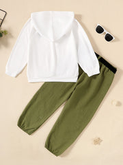 2pcs Boys Alphabet Print Hoodie & Pants Set
