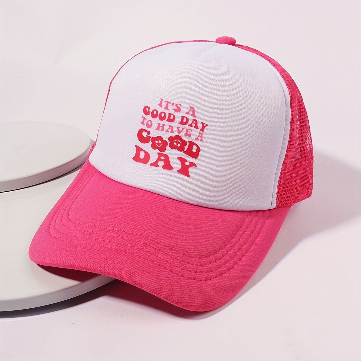Rose Red Adjustable Trucker Hat Breathable Dad Hats For Women