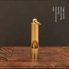 Retro Style Brass Key Chain Whistle for Outdoor Survival Training