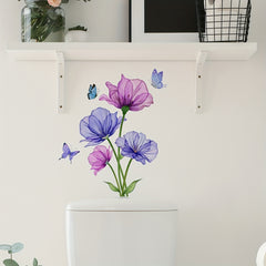 Funny Flower Pattern Toilet Lid Decal Bathroom Decor Sticker