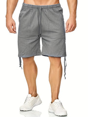 Men's Casual Solid Waist Drawstring Linen Shorts For Summer