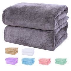 2pcs Bath Towel Set Coral Velvet Highly Absorbent Towels Solid Bath Sheet