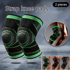 2pcs Knitted Sports Fitness Knee Pads Elastic Breathable 3D Weaving Dual Straps