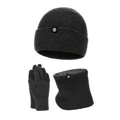 Woolen Hat Bib Gloves Three piece Set Thickened Knitted Hat